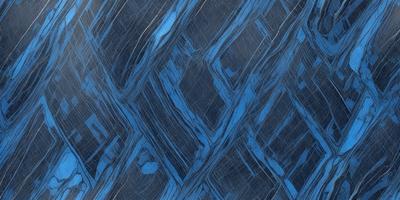 The primary subject of the image is a blue and black patterned surface, which appears to be a piece of art or a decorative item. The setting is a dark room, and the visual style is a combination of digital art and illustration. The dominant colors are blue and black, creating a moody and dramatic atmosphere.