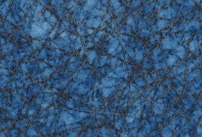 The primary subject of the image is a blue and white patterned surface, which appears to be a marbled or textured material. The setting is a close-up of the pattern, showcasing the intricate design and colors. The visual style is a combination of a photo and a digital art, as the image is a close-up of the pattern, and the colors and mood are vibrant and lively.