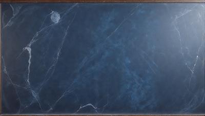 The primary subject of the image is a blue marble table with a cracked surface. The table is set against a backdrop of a blue sky, which adds to the overall atmosphere of the scene. The visual style of the image is a photo, capturing the details of the marble table and the cracked surface. The colors and mood of the image are predominantly blue, creating a calm and serene atmosphere.