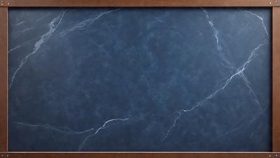 The primary subject of the image is a blue marble surface, which serves as the main object, scene, or focus of the image. The setting or background of the image features a dark blue marble wall, which adds to the overall atmosphere of the scene. The visual style of the image is a close-up of the marble surface, showcasing its texture and details. The colors and mood of the image are predominantly dark and moody, with the blue marble surface serving as the main point of interest.