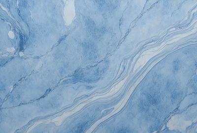The primary subject of the image is a blue marble-like surface, which appears to be a painting or drawing. The setting is a blue background, and the visual style is a combination of artistic and digital elements. The colors and mood of the image are predominantly blue, creating a calm and serene atmosphere.