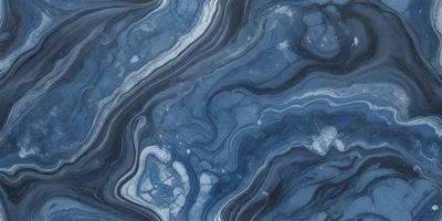 The primary subject of the image is a close-up of a blue and black marbled stone. The setting is a rocky surface, and the visual style appears to be a photo. The dominant colors in the image are blue and black, creating a moody and dramatic atmosphere.