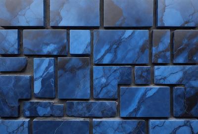 The primary subject of the image is a blue marble wall. The setting is a room with a blue marble wall as the main focus. The visual style is a photo of the blue marble wall. The dominant colors are blue and white, creating a calm and serene atmosphere.