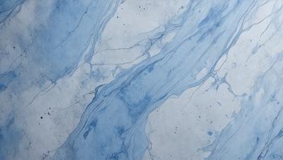 The primary subject of the image is a blue marble-like surface with a pattern of swirls and waves. The setting is a white background, which contrasts with the blue marble. The visual style is a combination of a photo and a digital art, as it appears to be a close-up of the marble pattern. The colors and mood of the image are predominantly blue, creating a calm and serene atmosphere.