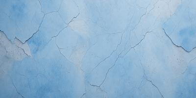 The primary subject of the image is a blue wall with a cracked and chipped appearance. The setting is a room with a blue background. The visual style is a close-up of the wall, showcasing its texture and imperfections. The colors and mood of the image are predominantly blue, giving it a calm and serene atmosphere.
