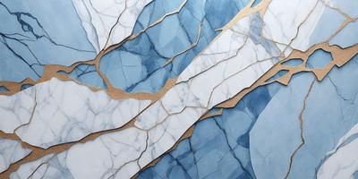 The primary subject of the image is a marble-like pattern, which is a combination of blue and white colors. The setting is a white marble wall, and the visual style appears to be a digital art or illustration. The colors and mood of the image are predominantly blue and white, creating a clean and elegant atmosphere.