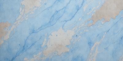 The primary subject of the image is a blue and white marbled paper with a pattern of swirls and waves. The setting is a table, and the visual style is a hand-drawn illustration. The colors and mood of the image are predominantly blue and white, creating a calm and serene atmosphere.