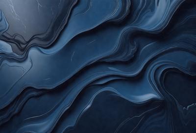 The primary subject of the image is a blue, swirling, and flowing pattern. The setting is a dark blue background, which contrasts with the swirling pattern. The visual style appears to be a digital art or illustration, as the swirling pattern is intricately detailed and the overall atmosphere is dynamic and captivating. The dominant colors are blue and black, creating a sense of depth and intensity in the image.