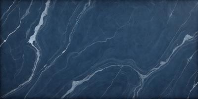 The primary subject of the image is a blue marble tile with a pattern of swirls and waves. The setting is a blue background, which complements the blue marble tile. The visual style is a close-up of the tile, showcasing its intricate design. The colors and mood of the image are predominantly blue, creating a calm and serene atmosphere.