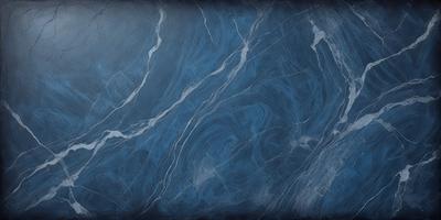 The primary subject of the image is a blue marble wall with a pattern of white streaks. The setting is a room with a blue marble floor. The visual style is a combination of a photo and a drawing, creating a unique and artistic representation of the marble wall. The colors and mood of the image are predominantly blue, with the white streaks adding a touch of contrast and interest to the overall design.