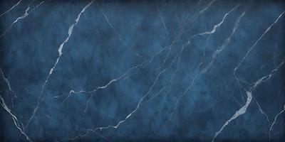 The primary subject of the image is a blue marble wall with a textured surface. The setting is a room with a blue-toned atmosphere. The visual style is a close-up of the marble wall, showcasing its unique texture and color. The dominant colors are blue and grey, creating a calm and serene mood.