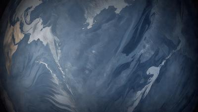 The primary subject of the image is a blue and white ocean scene. The setting is a vast body of water with waves and ripples, creating a serene and calming atmosphere. The visual style is a combination of a photo and digital art, as it captures the beauty of the ocean while also showcasing the artist's creativity. The colors and mood are predominantly blue and white, with a touch of gray, which evoke a sense of tranquility and peacefulness.
