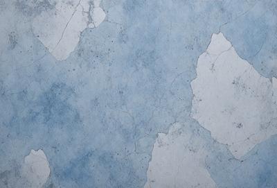 The primary subject of the image is a blue and white wall with a textured surface. The setting is a room with a blue and white tiled wall. The visual style is a close-up of the wall, showcasing its unique texture. The colors and mood of the image are predominantly blue and white, creating a calm and serene atmosphere.