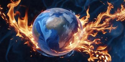 The primary subject of the image is a blue and white globe, which is the main object in the scene. The setting is a dark background, and the visual style appears to be a digital art or illustration. The dominant colors are blue and white, creating a calm and serene atmosphere.