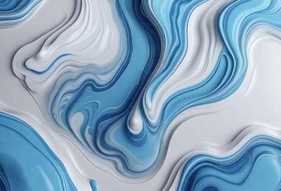 The primary subject of the image is a blue and white swirling pattern, which appears to be a digital art or illustration. The setting is a white surface, possibly a wall or a canvas, with the swirling pattern as the main focus. The visual style suggests that the image is a creative and artistic representation of the swirling pattern. The dominant colors are blue and white, creating a sense of depth and movement in the artwork.