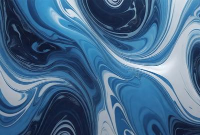 The primary subject of the image is a blue and white swirling pattern, which appears to be a digital art or illustration. The setting is a blue background, and the visual style is a combination of digital art and illustration. The dominant colors are blue and white, creating a calming and soothing atmosphere.