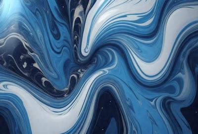 The primary subject of the image is a blue and white swirl pattern, which appears to be a digital art or illustration. The setting is a blue and white background, and the visual style is a combination of digital art and illustration. The dominant colors in the image are blue and white, creating a calming and soothing atmosphere.