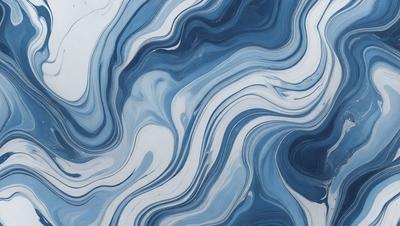 The primary subject of the image is a blue and white swirling pattern, which appears to be a painting or a digital artwork. The setting is a white background, which provides a clean and minimalist appearance. The visual style is a combination of artistic expression and digital manipulation. The dominant colors are blue and white, creating a sense of calmness and tranquility.