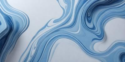 The primary subject of the image is a blue and white painting of a wave. The setting is a white background, and the visual style appears to be a digital art or illustration. The dominant colors in the painting are blue and white, creating a serene and calming atmosphere.