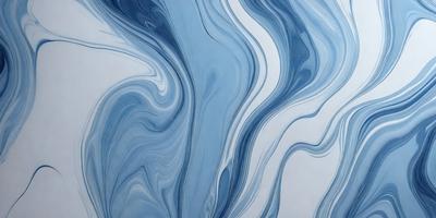 The primary subject of the image is a blue and white painting of a wave. The setting is a white background, and the visual style appears to be a digital art or illustration. The dominant colors in the painting are blue and white, creating a calming and serene atmosphere.