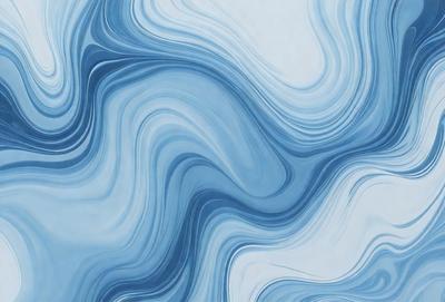 The primary subject of the image is a blue and white ocean wave. The setting is the ocean, with the wave being the main focus of the image. The visual style is a digital art or illustration, as the wave is depicted in a detailed and artistic manner. The dominant colors are blue and white, creating a serene and calming atmosphere.