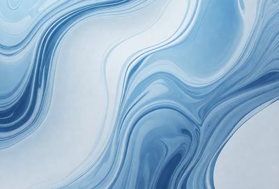 The primary subject of the image is a blue and white swirling pattern, which appears to be a digital art or illustration. The setting is a white background, and the visual style is a combination of digital art and illustration. The dominant colors are blue and white, creating a calm and soothing atmosphere.