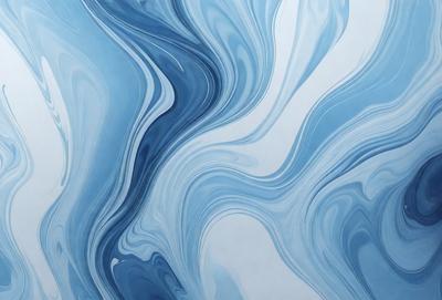 The primary subject of the image is a blue and white painting, featuring a swirling pattern of blue and white waves. The setting is a white wall, which serves as the background for the painting. The visual style of the image is a painting, showcasing the artist's skill in creating a dynamic and visually appealing piece. The dominant colors in the painting are blue and white, creating a calming and serene atmosphere.