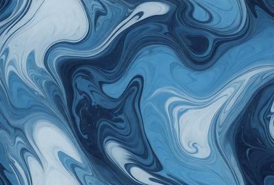 The primary subject of the image is a blue and white swirling pattern, which appears to be a digital art or illustration. The setting is a blue background, and the visual style is a combination of digital art and illustration. The dominant colors are blue and white, creating a calming and soothing atmosphere.