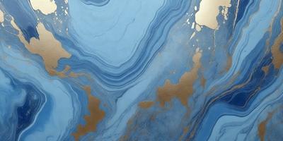 The primary subject of the image is a blue and gold marbled wall. The setting is a room with a blue and gold marbled wall, which serves as the background. The visual style is a painting, with the artist using a combination of blue and gold colors to create a unique and eye-catching design. The colors and mood of the image are vibrant and lively, with the blue and gold colors evoking a sense of luxury and sophistication.