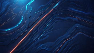 The primary subject of the image is a blue and orange striped pattern. The setting is a blue background, and the visual style appears to be a digital art or illustration. The dominant colors are blue and orange, creating a vibrant and energetic atmosphere.