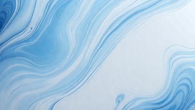 The primary subject of the image is a blue and white wave pattern. The setting is a white wall, and the visual style appears to be a digital art or illustration. The dominant colors are blue and white, creating a calm and soothing atmosphere.