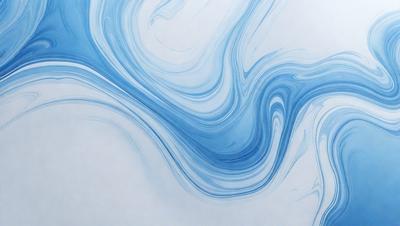The primary subject of the image is a blue and white painting of a wave. The setting is a white background, and the visual style appears to be a digital art or illustration. The dominant colors in the painting are blue and white, creating a serene and calming atmosphere.