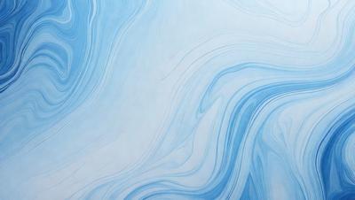 The primary subject of the image is a blue and white painting of waves. The setting is a white wall, and the visual style appears to be a digital art or illustration. The dominant colors in the painting are blue and white, creating a calming and serene atmosphere.