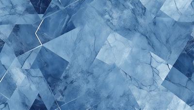 The primary subject of the image is a blue marble wall with a pattern of blue diamonds. The setting is a room with a blue marble floor. The visual style is a digital art, illustration, or drawing. The dominant colors are blue and white, creating a calm and serene atmosphere.