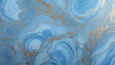 The primary subject of the image is a blue and gold marbled wall. The setting is a room with a blue and gold marbled wall, which serves as the background. The visual style is a photo, capturing the intricate patterns and colors of the marbled wall. The dominant colors are blue and gold, creating a luxurious and elegant atmosphere.
