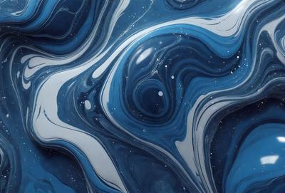 The primary subject of the image is a blue and white swirling pattern, which appears to be a digital art or illustration. The setting is a blue background, and the visual style is a combination of digital art and illustration. The dominant colors are blue and white, creating a calming and soothing atmosphere.