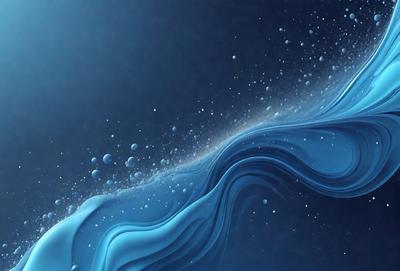 The primary subject of the image is a blue wave with a white foam. The setting is a dark blue background, which creates a contrast with the white and blue wave. The visual style is a digital art or illustration, as the wave appears to be a digital creation. The dominant colors are blue and white, giving the image a calm and serene atmosphere.