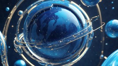 The primary subject of the image is a blue globe, which is the main object, scene, or focus of the image. The setting is a blue background, and the visual style is a photo. The colors and mood of the image are predominantly blue, creating a calm and serene atmosphere.