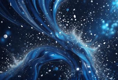 The primary subject of the image is a blue swirl, which appears to be a digital art or illustration. The setting is a dark background, and the visual style is a combination of digital art and illustration. The dominant colors are blue and white, creating a sense of depth and movement in the swirl. The overall atmosphere of the image is dynamic and captivating.