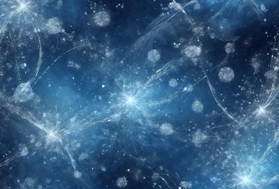 The primary subject of the image is a blue and white background with a pattern of white dots. The setting appears to be a space-like environment, possibly a galaxy or a starry night. The visual style of the image is a combination of digital art and illustration, creating a unique and captivating scene. The dominant colors in the image are blue and white, giving it a calming and serene atmosphere.