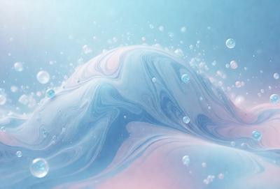 The primary subject of the image is a swirling, colorful, and abstract design that resembles a swimming pool or a bubble. The setting is a blue background, which adds to the overall visual style. The image is a digital art or illustration, showcasing the artist's creativity and skill in creating a unique and captivating design. The dominant colors are blue and pink, giving the image a calming and soothing atmosphere.