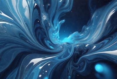 The primary subject of the image is a blue, swirling, and twisting pattern that resembles a vortex. The setting is a dark background, which contrasts with the vibrant blue color of the swirl. The visual style is a combination of digital art and illustration, creating a dynamic and captivating scene. The colors and mood of the image are predominantly blue, with a sense of depth and movement, evoking a sense of wonder and exploration.