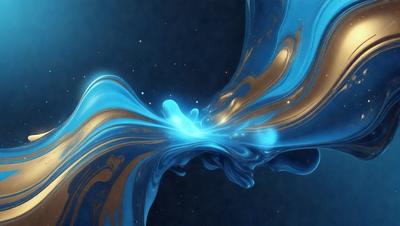 The primary subject of the image is a blue, swirling, and flowing pattern that resembles a waterfall or a blue wave. The setting is a dark background, which contrasts with the vibrant blue color of the pattern. The visual style is a digital art or illustration, as the blue wave appears to be a digital creation. The colors and mood of the image are predominantly blue, creating a serene and calming atmosphere.