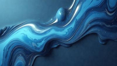 The primary subject of the image is a blue, flowing, and wavy surface, which appears to be a digital art or illustration. The setting is a blue background, and the visual style is a combination of digital art and illustration. The dominant colors are blue and white, creating a calm and serene atmosphere.