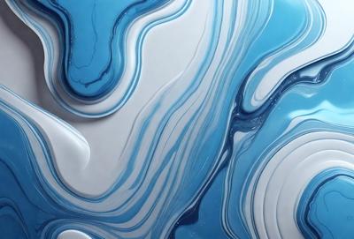 The primary subject of the image is a blue and white swirling pattern, which appears to be a painting or a digital artwork. The setting is a white surface, possibly a wall or a canvas, where the swirling pattern is displayed. The visual style suggests that the image is a creative and artistic representation of the swirling pattern. The dominant colors in the image are blue and white, creating a sense of calmness and tranquility.