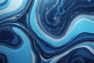 The primary subject of the image is a blue and white swirling pattern, which appears to be a digital art or illustration. The setting is a blue background, and the visual style is a combination of digital art and illustration. The dominant colors are blue and white, creating a calming and soothing atmosphere.