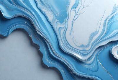 The primary subject of the image is a blue and white patterned surface, which appears to be a piece of art or a design. The setting is a white background, which provides a clean and minimalist look. The visual style is a combination of digital art and illustration, creating a unique and eye-catching design. The dominant colors are blue and white, which evoke a sense of calmness and tranquility.