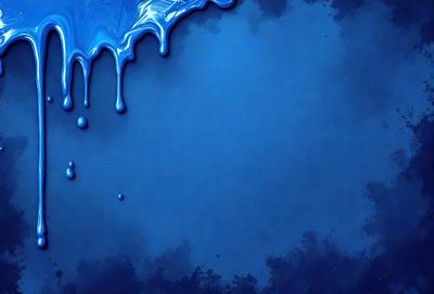 The primary subject of the image is a blue background with a few drops of water on it. The setting appears to be a dark room, and the visual style is a digital art or illustration. The dominant colors are blue and black, creating a moody atmosphere.