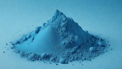 The primary subject of the image is a blue mountain, which is the main focus of the scene. The mountain is set against a blue background, creating a striking contrast. The visual style of the image is a photo, capturing the natural beauty of the mountain. The dominant colors in the image are blue and gray, giving the scene a calm and serene atmosphere.