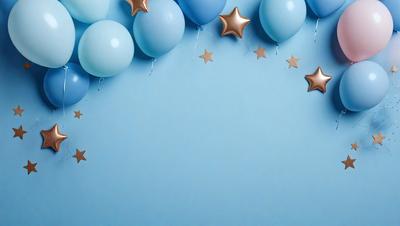 The primary subject of the image is a blue background with a star pattern. The setting is a blue wall, and the visual style is a photo. The dominant colors are blue and gold, creating a calm and serene atmosphere.